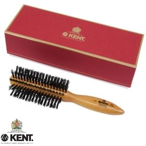 Vintage Kent Wire-Laid Black Boar Bristle Satinwood Half Round Hair Brush LHS7